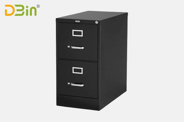 Black steel vertical filing cabinet 2 drawer for office